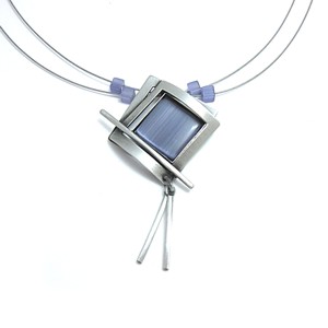 Mauve all Silver Necklace on Multiwire by Christophe Poly